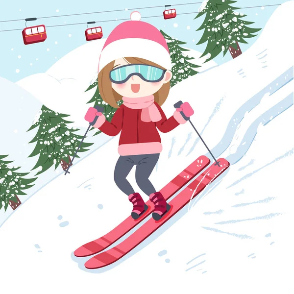 Woman with skiing — Stock Vector