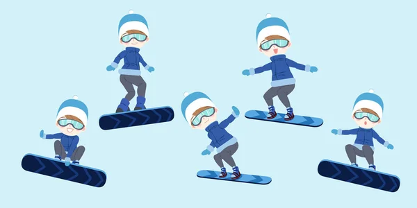 Man is snowboarden — Stockvector