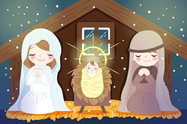 Рождество с Иисусом — стоковый вектор