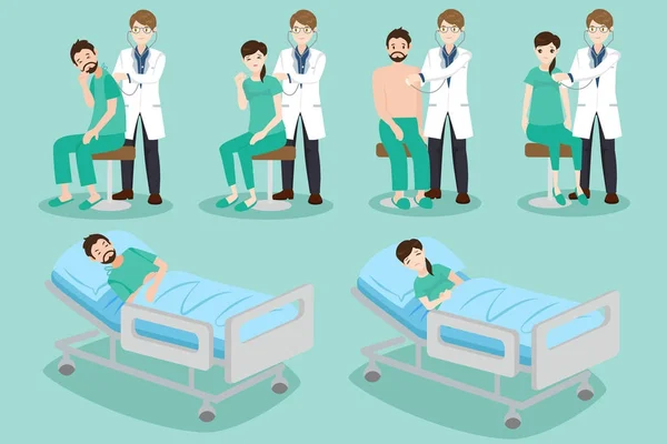 Cartoon läkare med patienten — Stock vektor