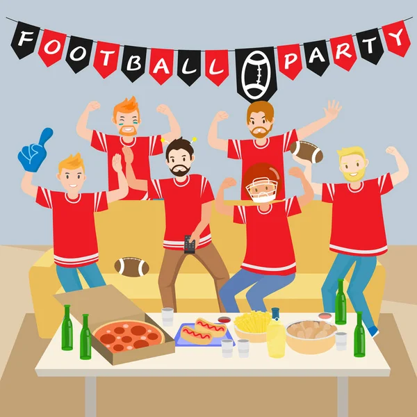 People with football party — Stock Vector