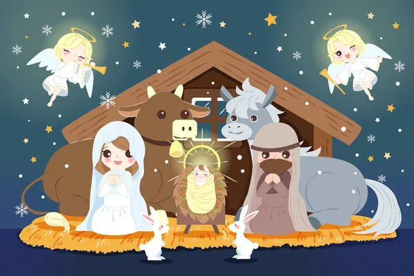 Bebek İsa ile Noel — Stok Vektör