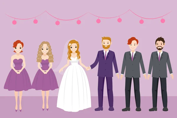 Pessoas do casamento dos desenhos animados — Vetor de Stock