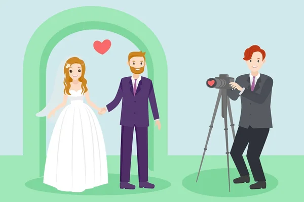 Personas de la boda con fotógrafo — Archivo Imágenes Vectoriales