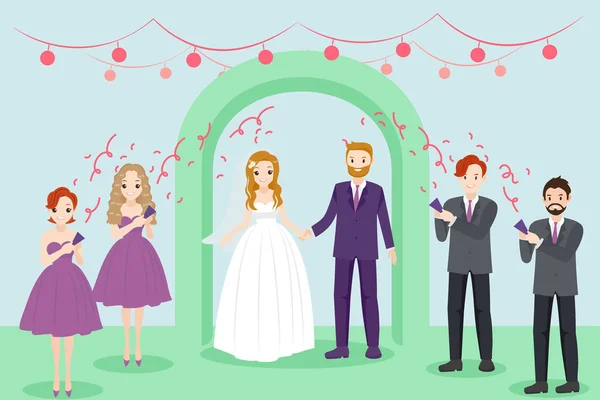 Gens de mariage dessin animé — Image vectorielle