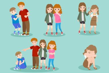 cartoon people with bullying problem clipart