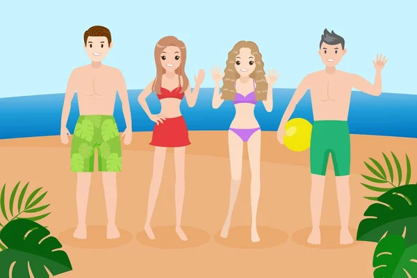Les gens sur la plage — Image vectorielle