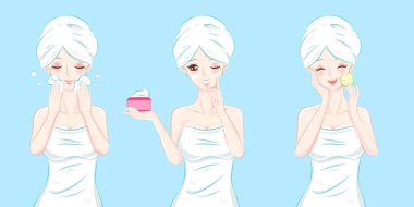 Güzellik karikatür Cilt Bakımı kadın 