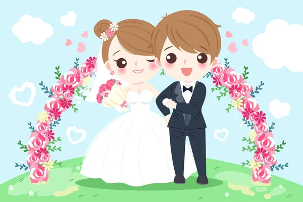 Boda de dibujos animados personas — Vector de stock