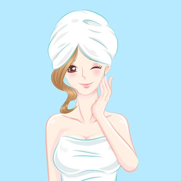 Beauty cartoon skin care woman — Stock Vector