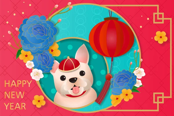 Dibujos animados chino perro año — Vector de stock