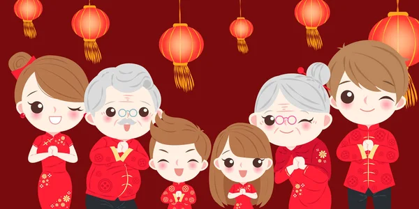 Familie mit chinesischem Neujahr — Stockvektor