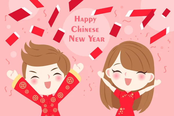 Niños con año nuevo chino — Vector de stock