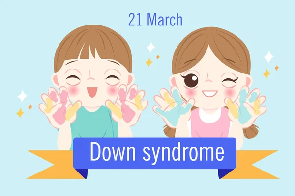 Enfants Atteints Syndrome Duvet Concept Sur Fond Bleu — Image vectorielle
