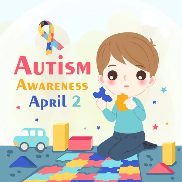 Boy with autism awareness concept — Stock Vector