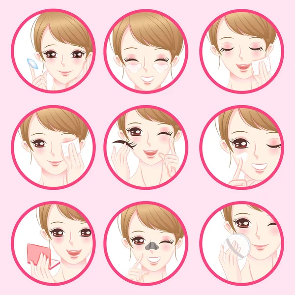 Mujer con concepto de piel facial — Vector de stock