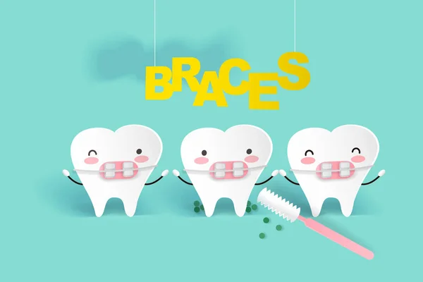 Зуб с брекетами — стоковый вектор