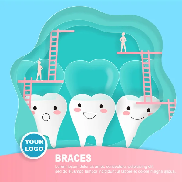 Dente com conceito aparelho invisível —  Vetores de Stock