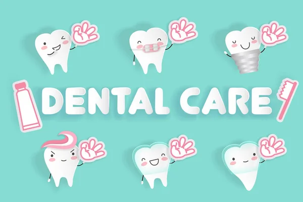 Kreskówka zęba z opieki stomatologicznej — Wektor stockowy
