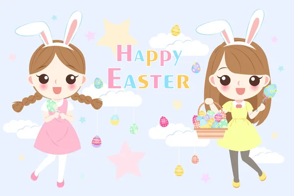 Girl with happy easter — Stock Vector