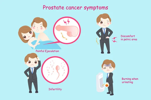 Hombre con síntomas de cáncer de próstata — Archivo Imágenes Vectoriales