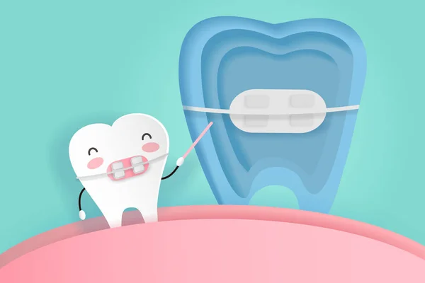Tand med tandvård — Stock vektor