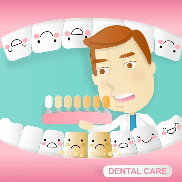 Medico con cure dentistiche — Vettoriale Stock
