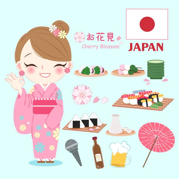 Woman wear kimono — Stock Vector