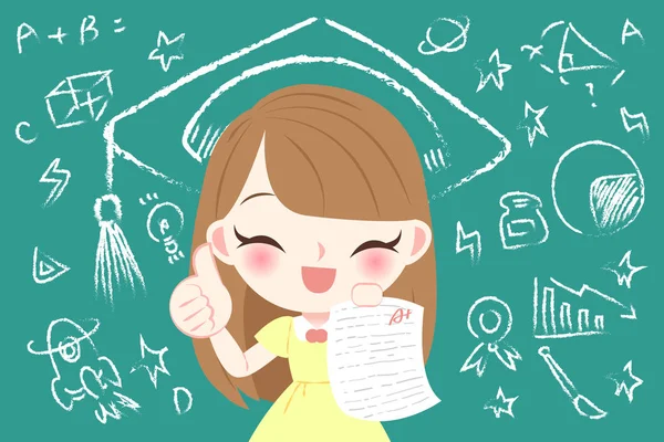 Carino cartone animato ragazza studente — Vettoriale Stock