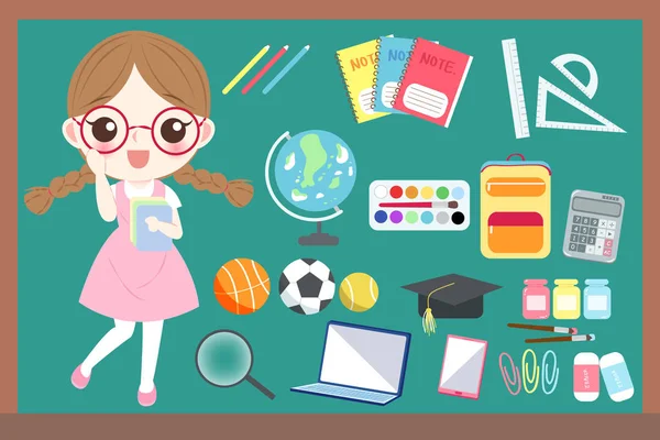 Cute cartoon girl student — Stock Vector