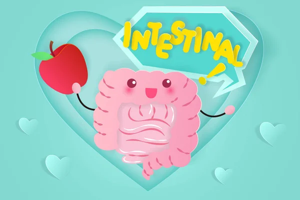 Mignon dessin animé intestin — Image vectorielle