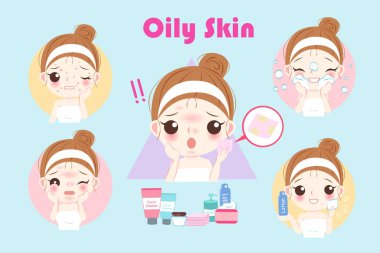woman with oil skin clipart