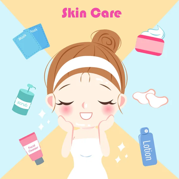 beauty cartoon skincare woman — Stock Vector © estherqueen999 #144247305