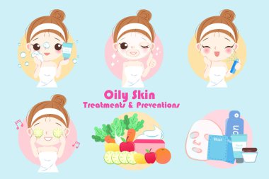 woman with oily skin clipart