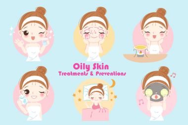 woman with oily skin clipart