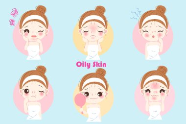 woman with oily skin clipart