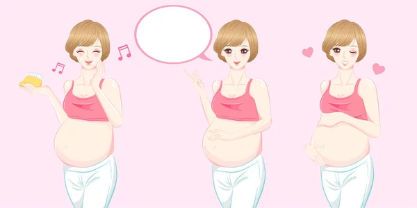 Kartun kecantikan wanita hamil - Stok Vektor