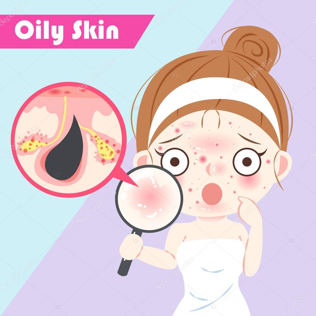 woman with oily skin
