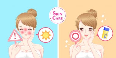 kadın güneş koruma kavramı ile