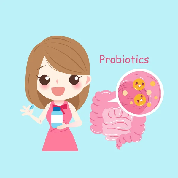 Kobieta z probiotyków — Wektor stockowy