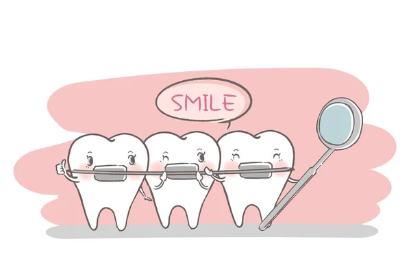 Dente con concetto di cura dentale — Vettoriale Stock