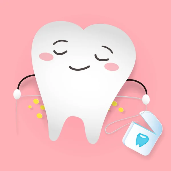 Zub s dentální nit — Stockový vektor