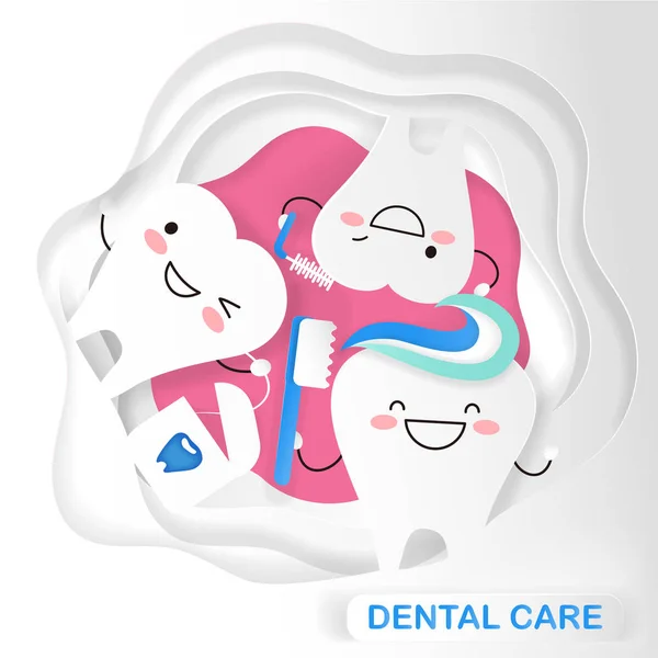 Tooth met tandheelkundige zorg — Stockvector