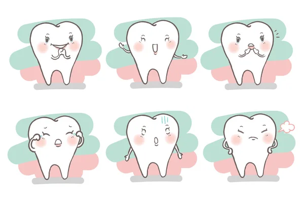 Зуб з різними емоціями — стоковий вектор