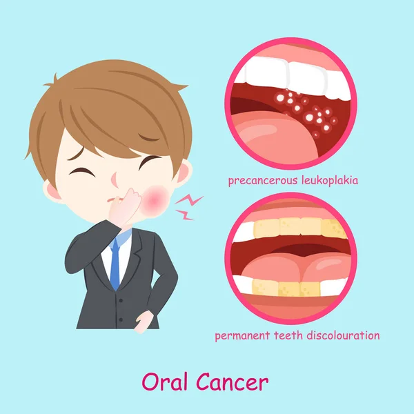 Hombre de negocios con cáncer oral — Vector de stock