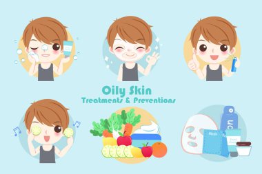 man with oily skin treatment clipart