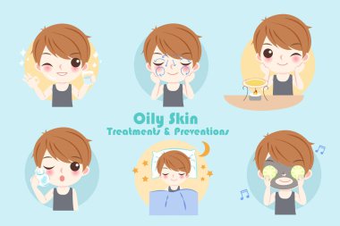 man with oily skin treatment clipart