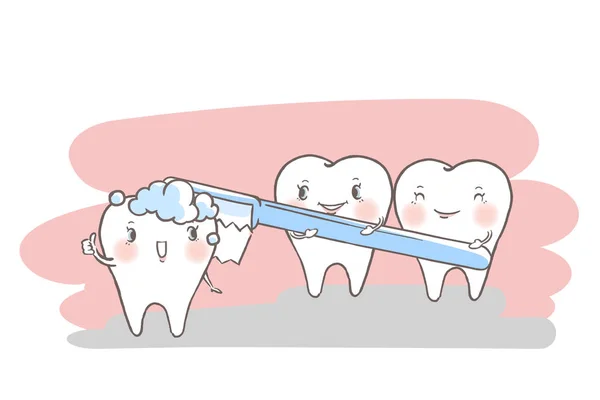 Zahn mit Zahnpflege — Stockvektor