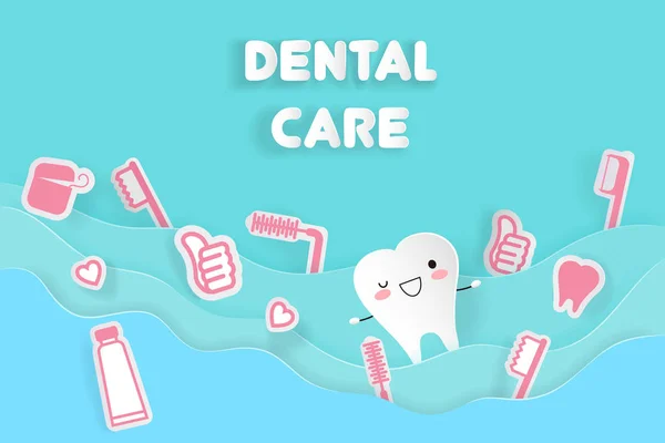 Dente con cura dentale — Vettoriale Stock