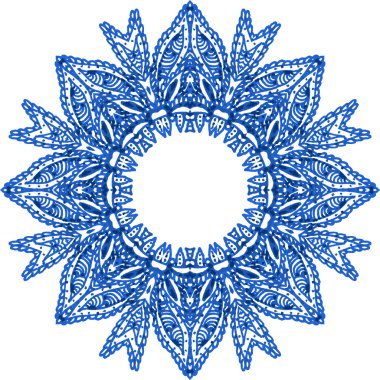 Mandala çok detaylı. Yuvarlak süsleme suluboya el çekilmiş.